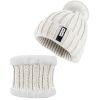 Winter Beanie Hat Scarf Set Women Warm Knitting Skull Cap Neck Warmer for Walking Running Hiking Camping Outdoors Gift